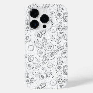 Coque Pour iPhone 14 Pro Bleuets en noir et blanc