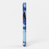 Coques Case-Mate iPhone Bleus rétro Art Abstrait (Dos/Droite)