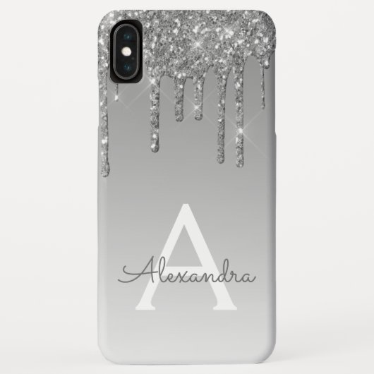 Coques Case-Mate iPhone Bling argenté | Monogramme Parties scintillant éti (Dos)