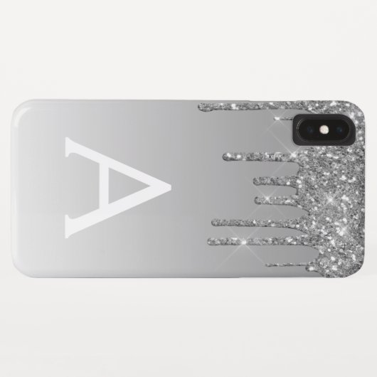 Coques Case-Mate iPhone Bling argenté | Monogramme Parties scintillant éti (Dos (Horizontal))