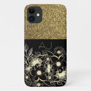 Case-Mate iPhone Case Bling Bling Or Paillettes Fleurs Noir Luxe