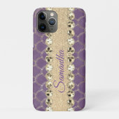 Coques Case-Mate iPhone Bling Diamant à huile violet et or (Dos)
