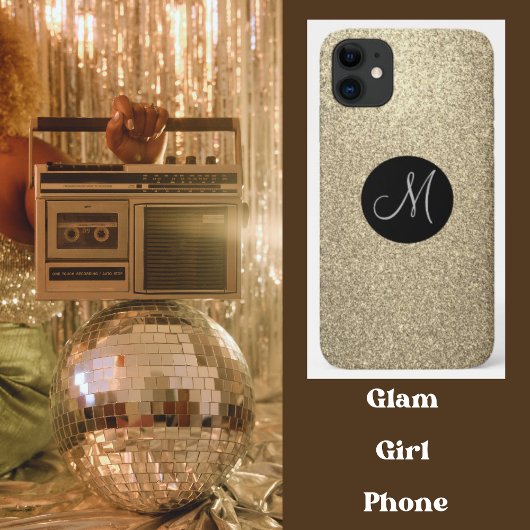 Coques Case-Mate iPhone Bling Monogramme Pailleté Or Élégant