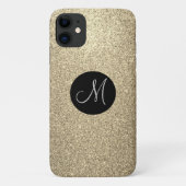Coques Case-Mate iPhone Bling Monogramme Pailleté Or Élégant (Dos)