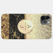Coques Case-Mate iPhone Bling Or Paillettes et Initiales Noires (Dos (Horizontal))