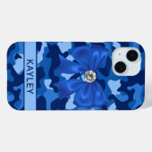 Coques Case-Mate iPhone Blingy Blue Camouflage Personalized (Verso (horizontal))