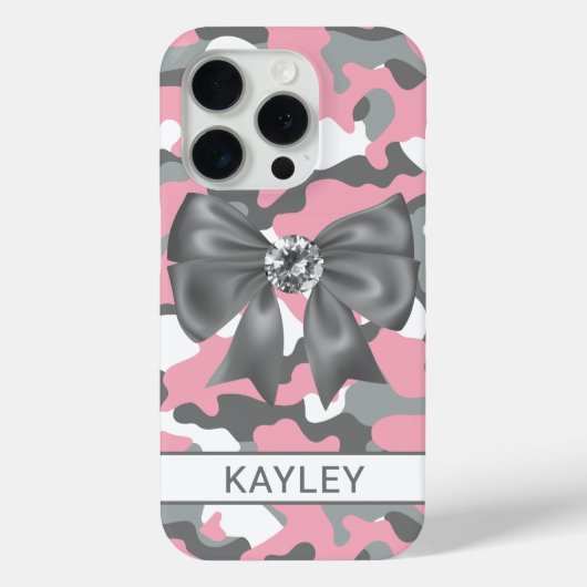 Coques Case-Mate iPhone Blingy Pink Gray Camouflage Personalized (Verso)
