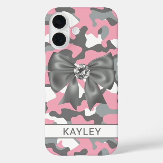Coques Case-Mate iPhone Blingy Pink Gray Camouflage Personalized (Verso)