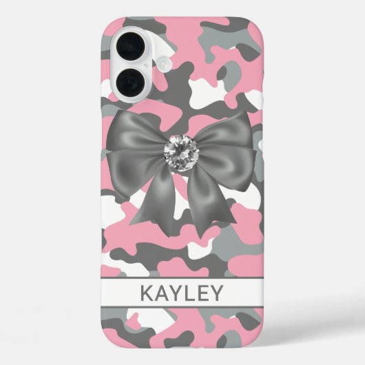 Coques Case-Mate iPhone Blingy Pink Gray Camouflage Personalized (Verso)