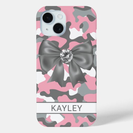 Coques Case-Mate iPhone Blingy Pink Gray Camouflage Personalized (Verso)
