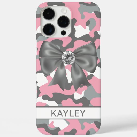 Coques Case-Mate iPhone Blingy Pink Gray Camouflage Personalized (Verso)