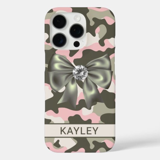 Coques Case-Mate iPhone Blingy Pink Green Camouflage Personalized (Verso)