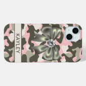 Coques Case-Mate iPhone Blingy Pink Green Camouflage Personalized (Verso (horizontal))