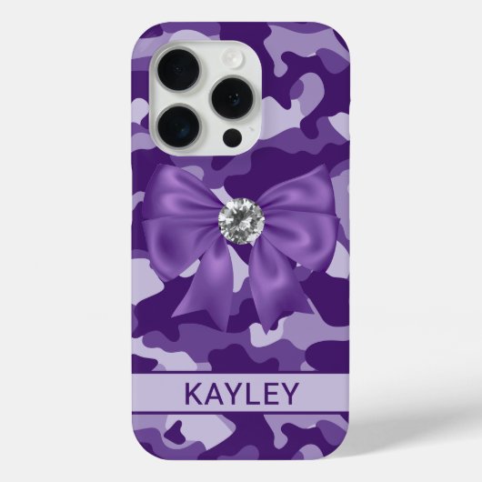 Coques Case-Mate iPhone Blingy Purple Camouflage Personalized (Verso)