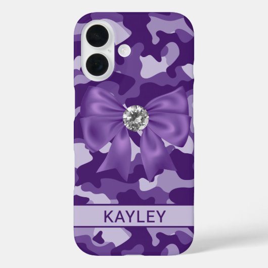 Coques Case-Mate iPhone Blingy Purple Camouflage Personalized (Verso)