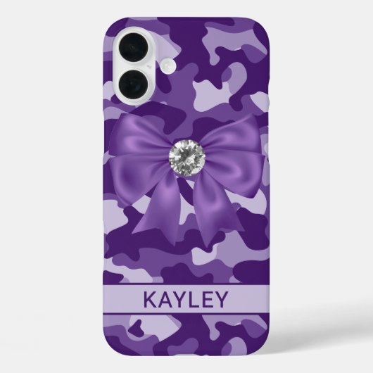 Coques Case-Mate iPhone Blingy Purple Camouflage Personalized (Verso)