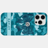 Coques Case-Mate iPhone Blingy Teal Camouflage Personalized (Verso (horizontal))