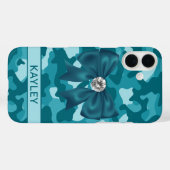 Coques Case-Mate iPhone Blingy Teal Camouflage Personalized (Verso (horizontal))