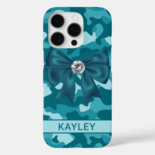 Coques Case-Mate iPhone Blingy Teal Camouflage Personalized (Verso)