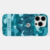 Coques Case-Mate iPhone Blingy Teal Camouflage Personalized (Verso (horizontal))