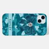 Coques Case-Mate iPhone Blingy Teal Camouflage Personalized (Verso (horizontal))
