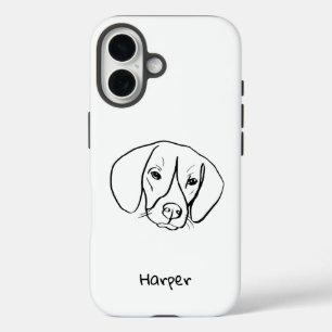 Coques iPhone 16 Bliss beagle : Boîtier téléphonique d'art de ligne