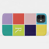 Coques Case-Mate iPhone Bloc de couleur carré moderne monogrammé (Dos (Horizontal))