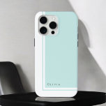Coque iPhone 15 Pro Max Bloc de couleur minimaliste simple et élégant avec<br><div class="desc">Pour un look épuré qui traduit un sens de l'élégance et le style minimaliste classique ce design moderne bloc de couleurs en bleu aqua/rouge oeuf bleu et blanc a un texte modèle à personnaliser avec votre nom dans le coin inférieur gauche. Beaucoup de produits correspondants sont disponibles dans cette conception...</div>