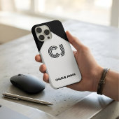 Coques Case-Mate iPhone Bloc de couleur noir et blanc rétro monogrammé