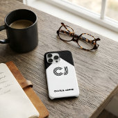 Coques Case-Mate iPhone Bloc de couleur noir et blanc rétro monogrammé