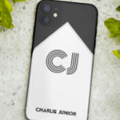 Coques Case-Mate iPhone Bloc de couleur noir et blanc rétro monogrammé