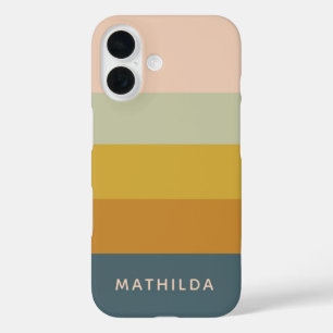Coques iPhone 16 Bloc de couleur Pastel géométrique rétro Personnal