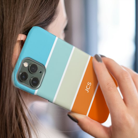 Coques Case-Mate iPhone Bloc de couleur vert turquoise moderne orange