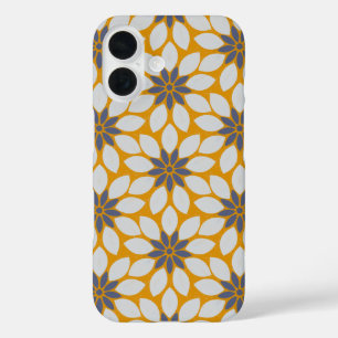 Coques iPhone 16 Bloc Imprimer Carrelage Fleurs arrière - plan jaun