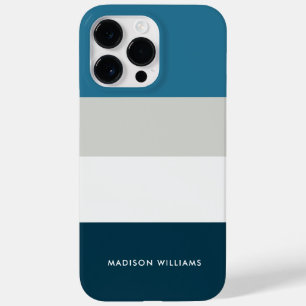 Coque Pour Pour iPhone 14 Pro Max Bloc rayé horizontal de couleur avec inscription m