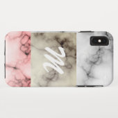 Coques Case-Mate iPhone Blocs de couleur en marbre Monogramme (Dos (Horizontal))