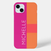 Coques Case-Mate iPhone Blocs de couleur rose chaud et orange (Verso)