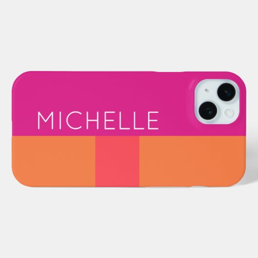 Coques Case-Mate iPhone Blocs de couleur rose chaud et orange (Verso (horizontal))
