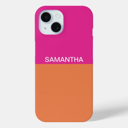 Coques Case-Mate iPhone Blocs de couleur rose chaud et orange (Verso)