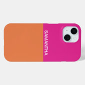 Coques Case-Mate iPhone Blocs de couleur rose chaud et orange (Verso (horizontal))