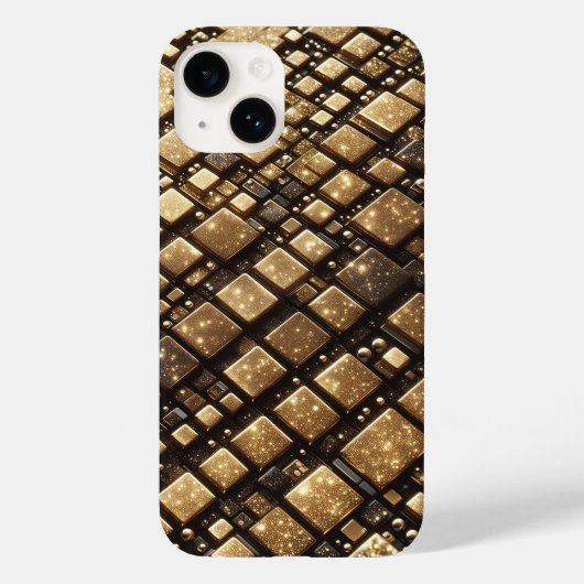 Coques Case-Mate iPhone Blocs de luxe géométriques modernes 3D avec paille (Verso)