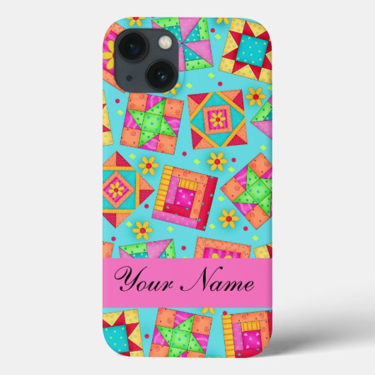 Coques Case-Mate iPhone Blocs de patchwork de surfaces composées turquoise (Verso)