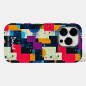 Coques Case-Mate iPhone Blocs géométriques dynamiques avec message personn (Verso (horizontal))