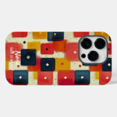 Coques Case-Mate iPhone Blocs géométriques rétro avec nom et message perso (Verso (horizontal))