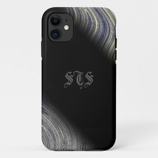 Coques Case-Mate iPhone Bloomin Blue Fractal Glimmer Monogram iPhone (Dos)