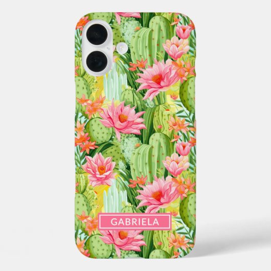 Coques Case-Mate iPhone Blooming Watercolor Cacti Personalized (Verso)