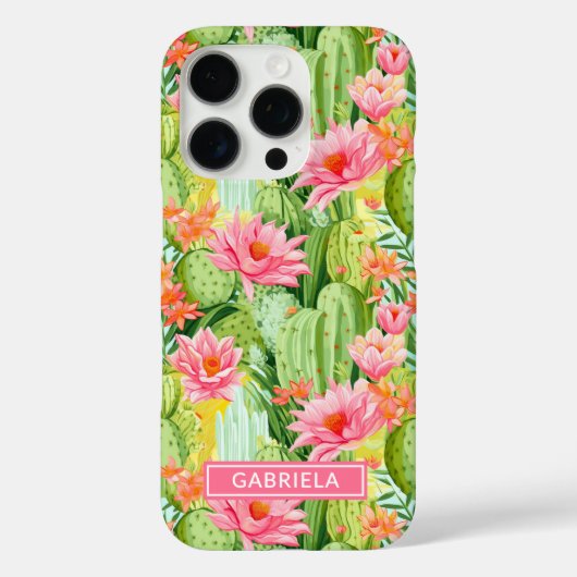 Coques Case-Mate iPhone Blooming Watercolor Cacti Personalized (Verso)