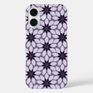 Coques iPhone 16 Bloquer l'impression Fleurs carrelées violet