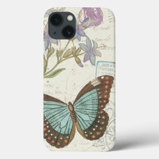 Coques Case-Mate iPhone Blue and Brown Butterfly (Verso)