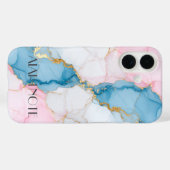 Coques Case-Mate iPhone Blue and Pink Marble with Gold Veins (Verso (horizontal))